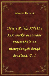 Okładka: Dzieje Polski XVIII i XIX wieku osnowane przeważnie na niewydanych dotąd źródłach. T. 1
