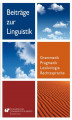 Okładka książki: Beiträge zur Linguistik. Grammatik – Pragmatik – Lexikologie – Rechtssprache